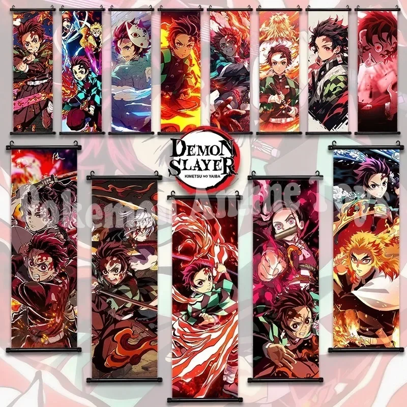 Demon Slayer Kamado Tanjirou Scroll Canvas Wall Hanging Painting Home Decor Anime Poster Wall Room