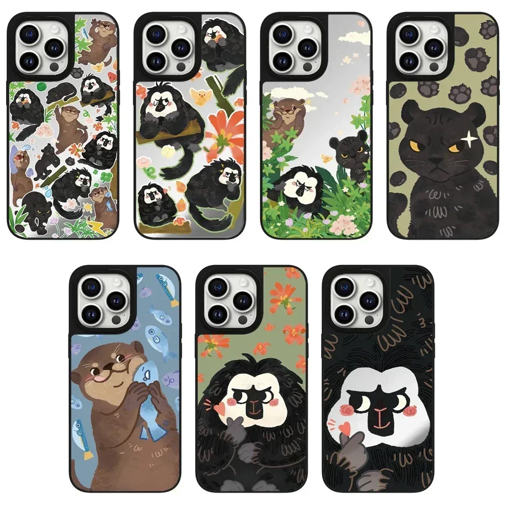 

Cartoon Animals Pig Mirror Magnetic iPhone 11 12 13 15 14 Pro Max Protective Case, Fits iPhone 15 Pro Max