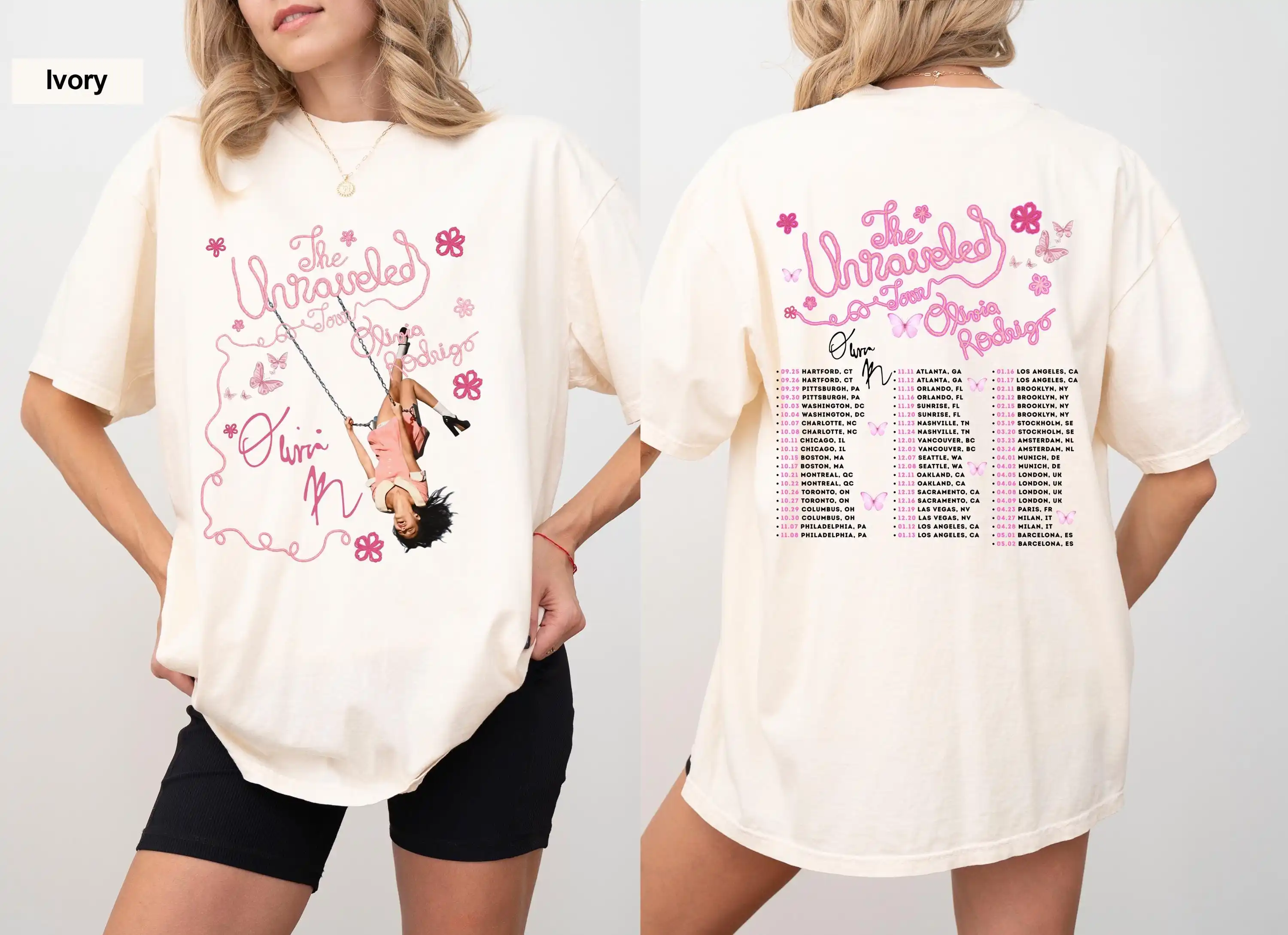 Olivia Rodrigo Konzert-Shirt Comfort Colors The Unraveled Tour 2026 T-Shirt – Detail 2