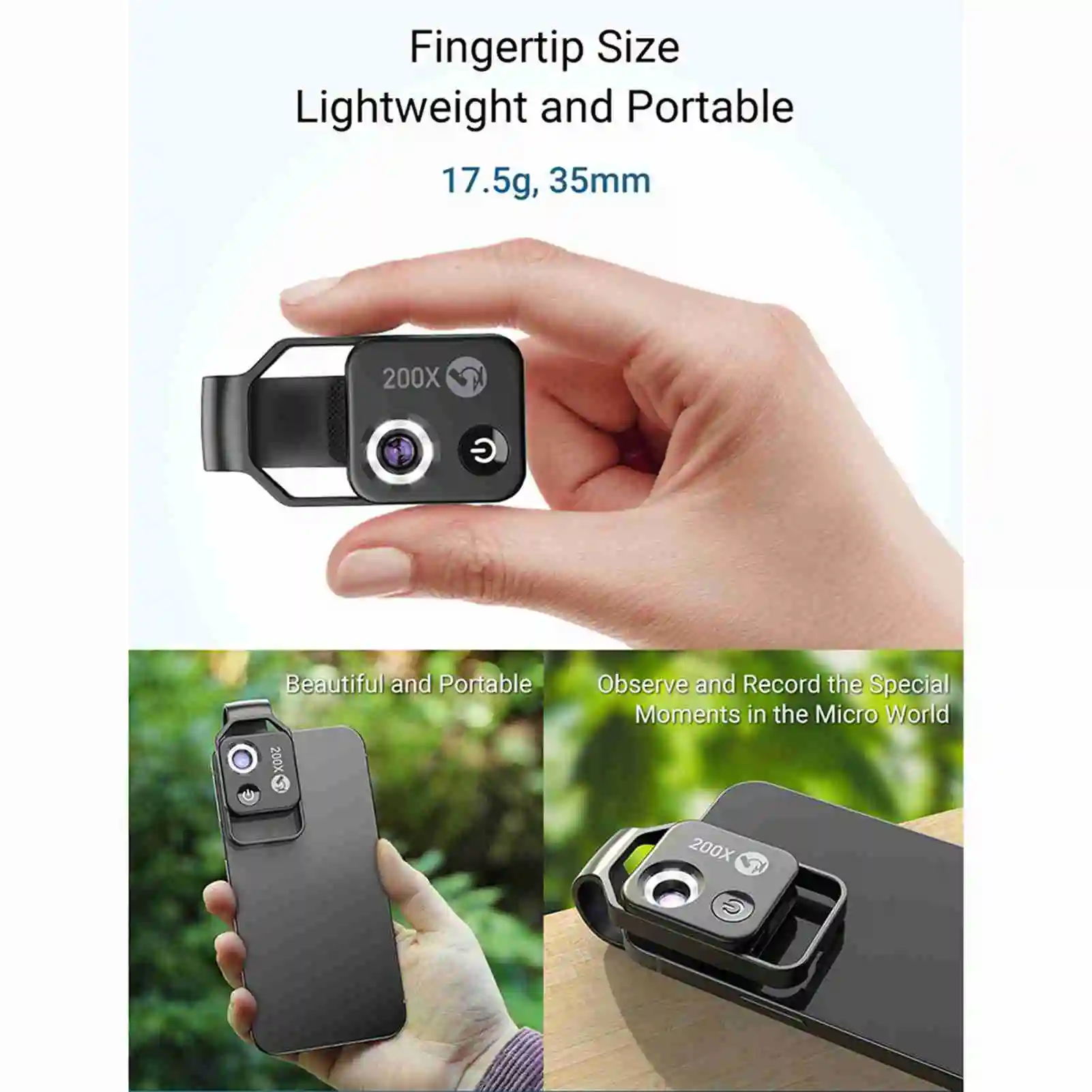 APEXEL MS002 200X Professional Phone Microscope Lens with Phone Clip for Plant Insect Hair Observation Jewelry Jade Appraisal