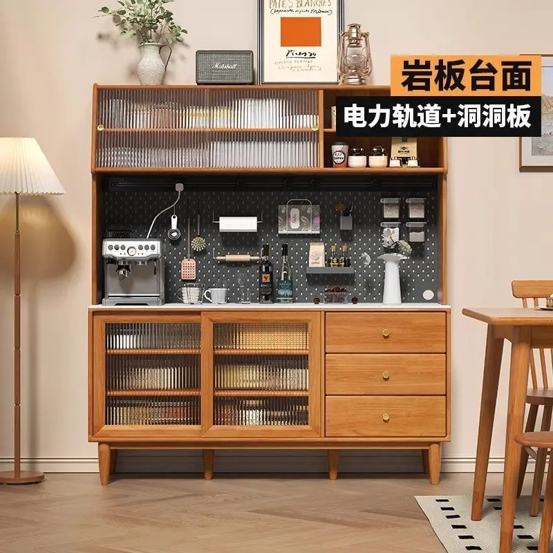 

Solid wood dining side cabinet integrated wall locker modern simple rock slab highcabinet storage teacabinet living room rack