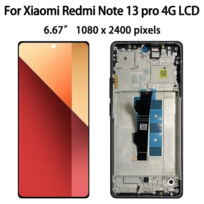 6.67\'\' AMOLED Note13 Pro Display For Xiaomi Redmi Note 13 Pro 13Pro 4G 23117RA68G LCD Display Touch Screen Digitizer Assembly