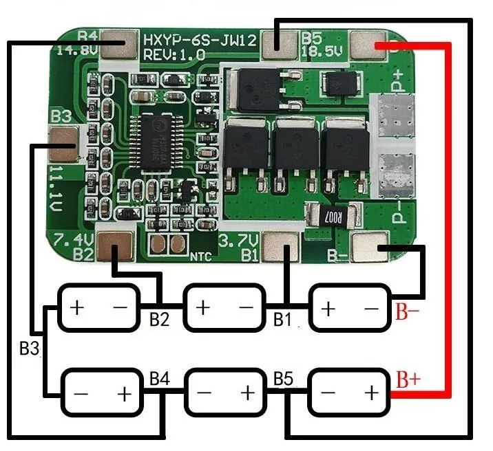 6S 15A 24V PCB BMS Schutz Bord 22,2 V/25,2 V 18650/2700 Li-Ion Lithium-ionen batterie balance schutz bord – Detail 2