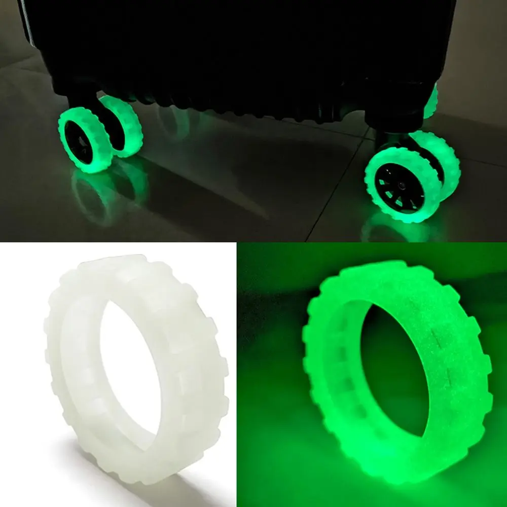 8Pcs Luminous Silicone Travel Luggage Caster Shoes with Silent Sound Suitcase Wheels Protection Cover Trolley Box Casters Cover