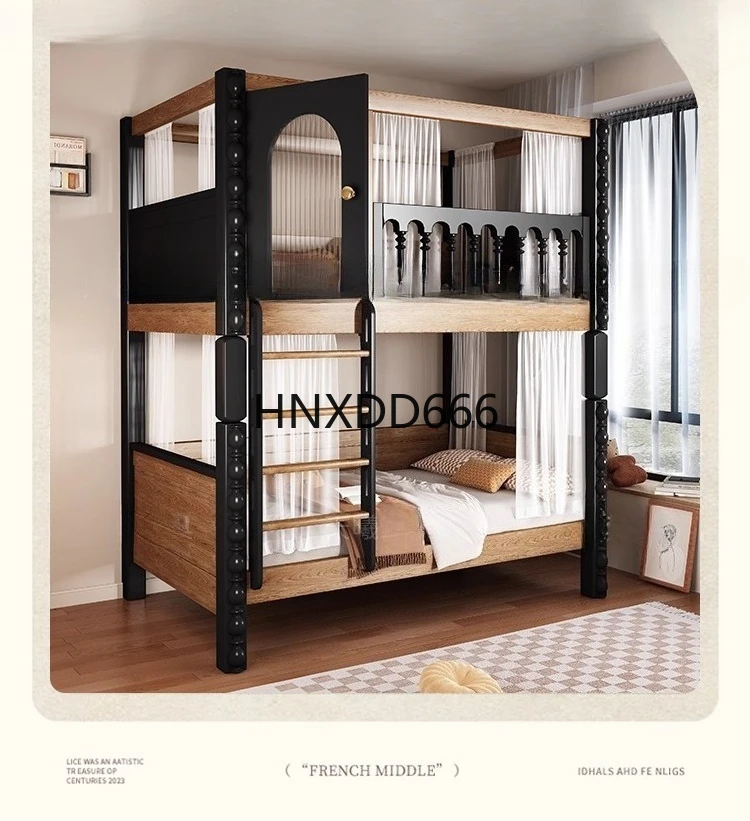 الأطفال يخرجون وخارج السرير طبقة مزدوجة من الخشب الصلب بالكامل جريء وسميك بطابقين عالية ومنخفضة