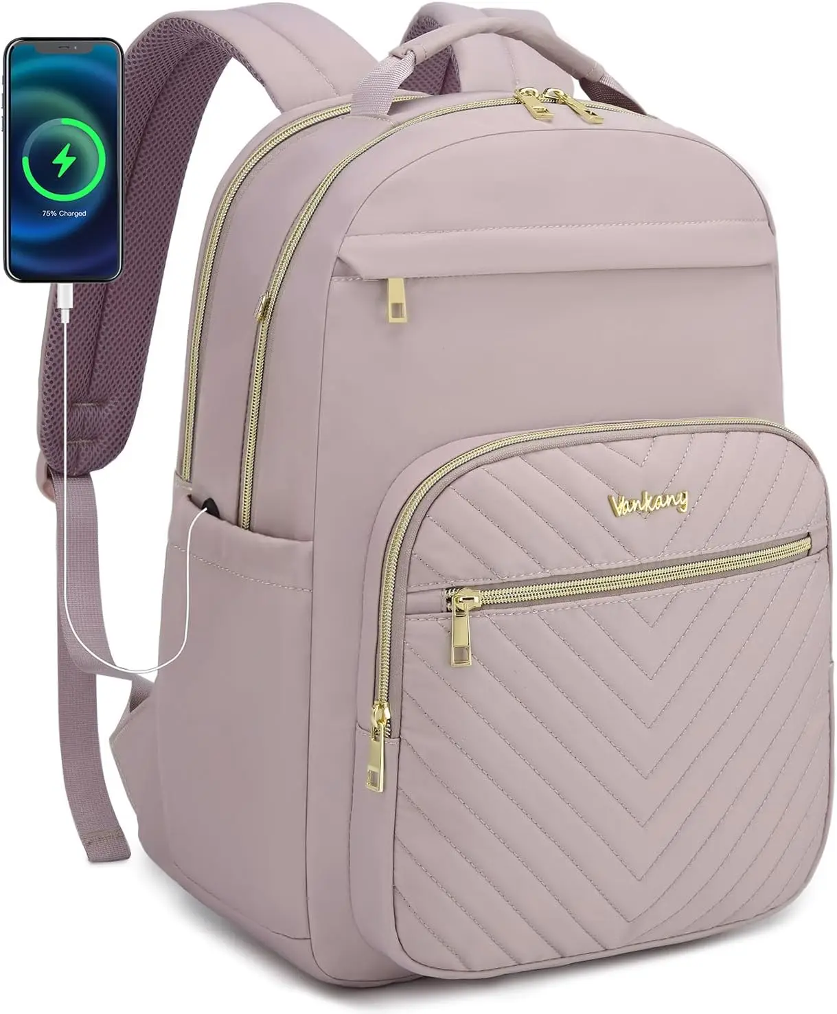 

17.3in Women's Laptop Backpack for Work, Cute Teen Girls' University Bag, Light Purple Aesthetic