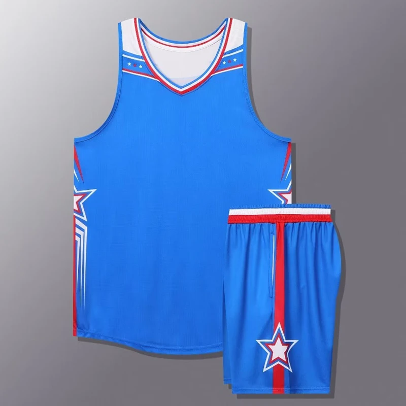 Custom Kids Men Basketball Jersey Set Summer Star 2 Piece Tracksuit Quick-dry College Training Prefessional Basketball Uniforms