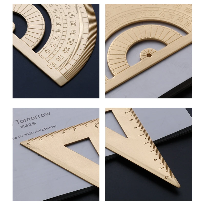 Imagem -05 - Triangulador Straightedge Latão Transferidor Ensino Matemática Laboratório Escritório Papelaria Estudante Ferramentas de Desenho Acessórios