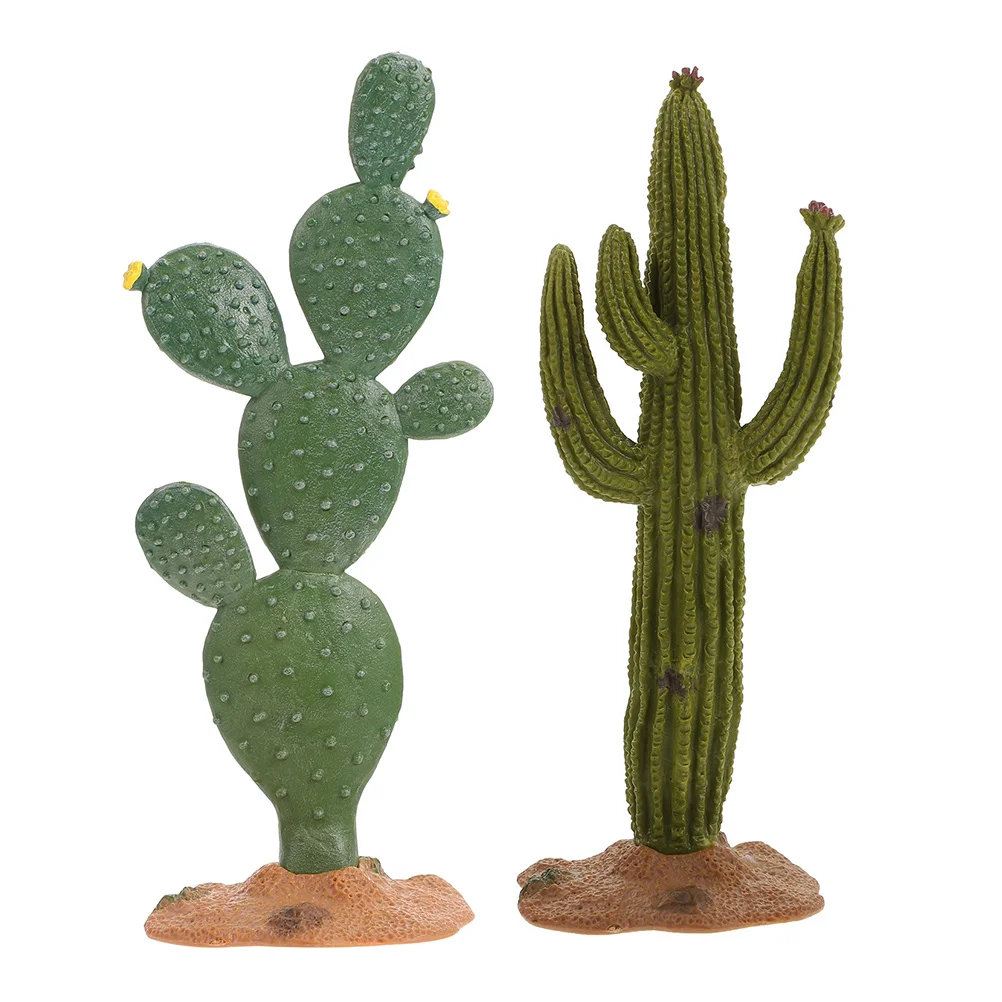 

2 Pcs Statue Cactus Model Office Artificial Outdoor Plants Toys Pvc Succulent Tabletop Simulation