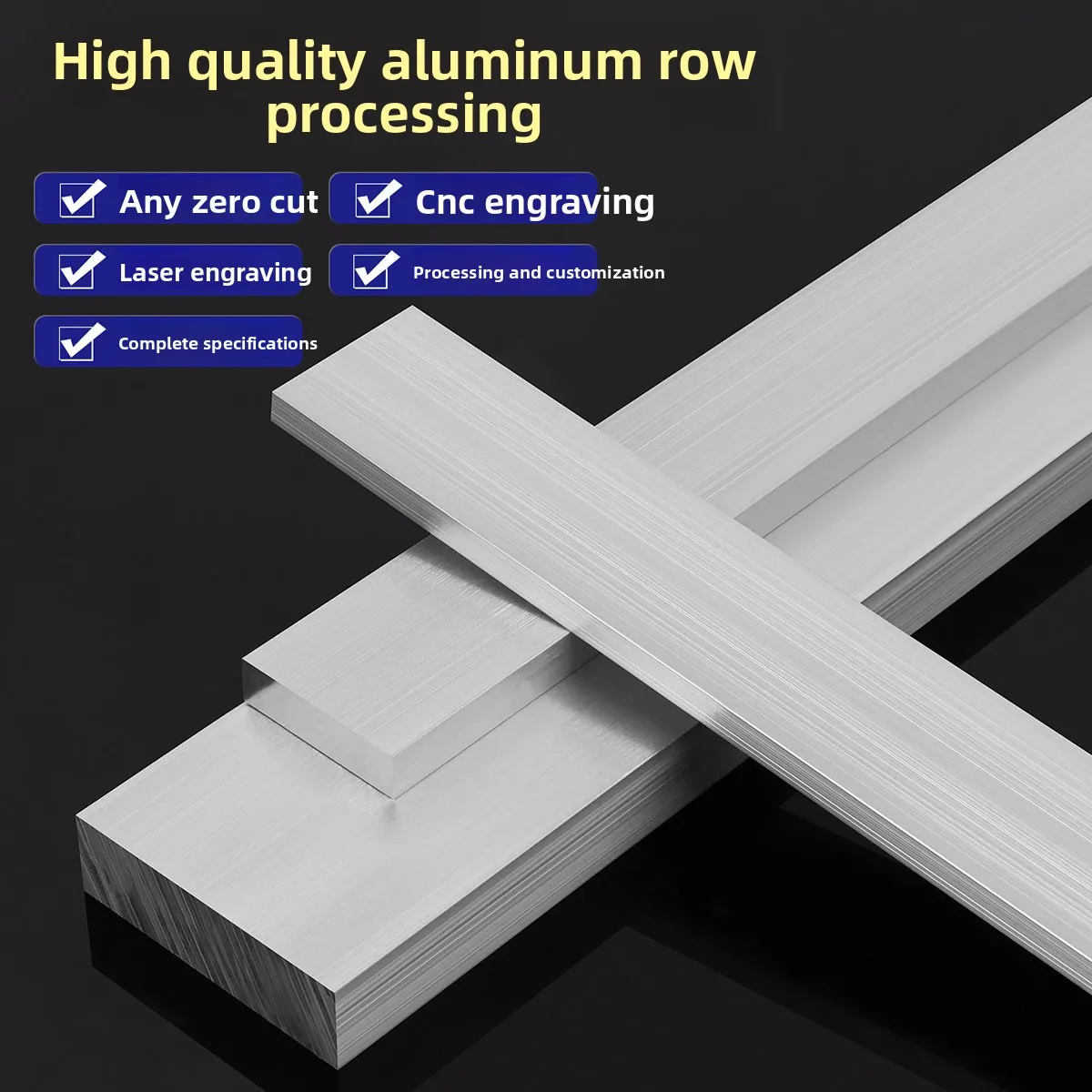 6061 Aluminum Flat Strip Bus Bar Solid Square Bar Aluminum Block, 3/5/8/10mm Thick Plate Custom CNC Cutting Machining