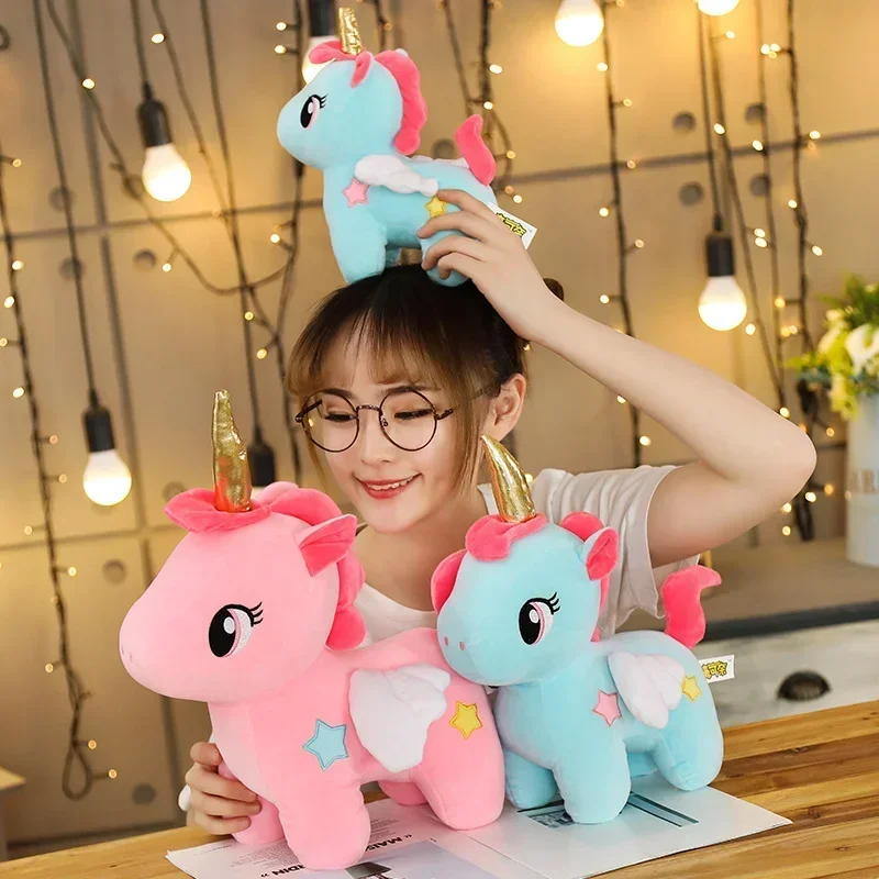 Lindo juguete de peluche de unicornio para niñas, almohada para dormir, muñeco de peluche Kawaii, regalos de cumpleaños, envío directo