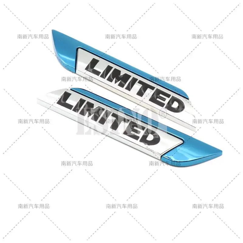 2 x Auto Styling Limited Logo Universele Body Spatbord Zijkant Metaal Chroom Zinklegering Mes Zijkant 3D Zelfklevende Emblemen Badges