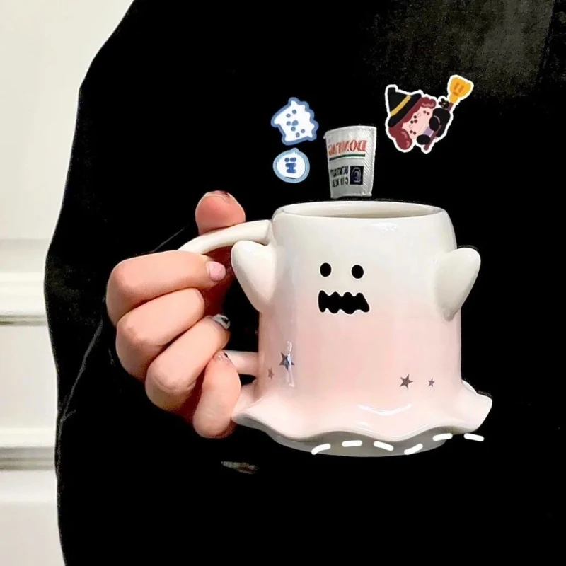 

450ML Creative Little Ghost Cup Mug for Girl Lovers Star Girlfriend Girlfriend Gift High Face Value Practical Cups