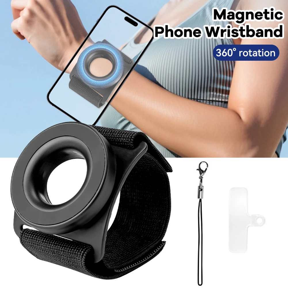 

Universal Wrist Strap Magnetic Phone Suction Holder With Anti Loss Rope Strap Arm For Navigation And Sports Easy To Disassemble