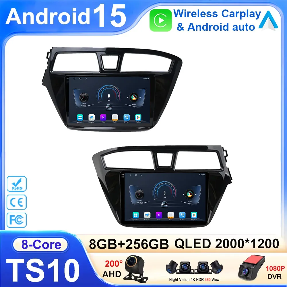 

Car Android For Hyundai I20 LHD 2015 2016 2017 2018 compatible with Europe model Video Carplay Navigation Auto Multimedia Head