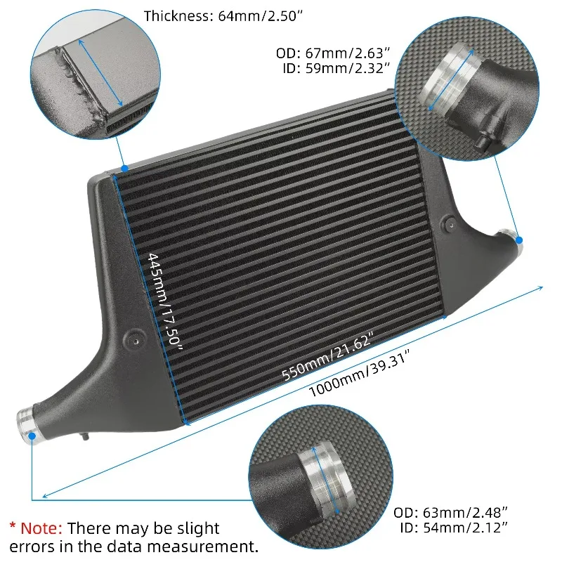 Aluminum Intercooler Tube & Fins Racing Radiator Kit for AUDI B9 2016-2021 A4 A5 2018-2021 S4 S5 EA839 3.0T Turbo Cold Intake