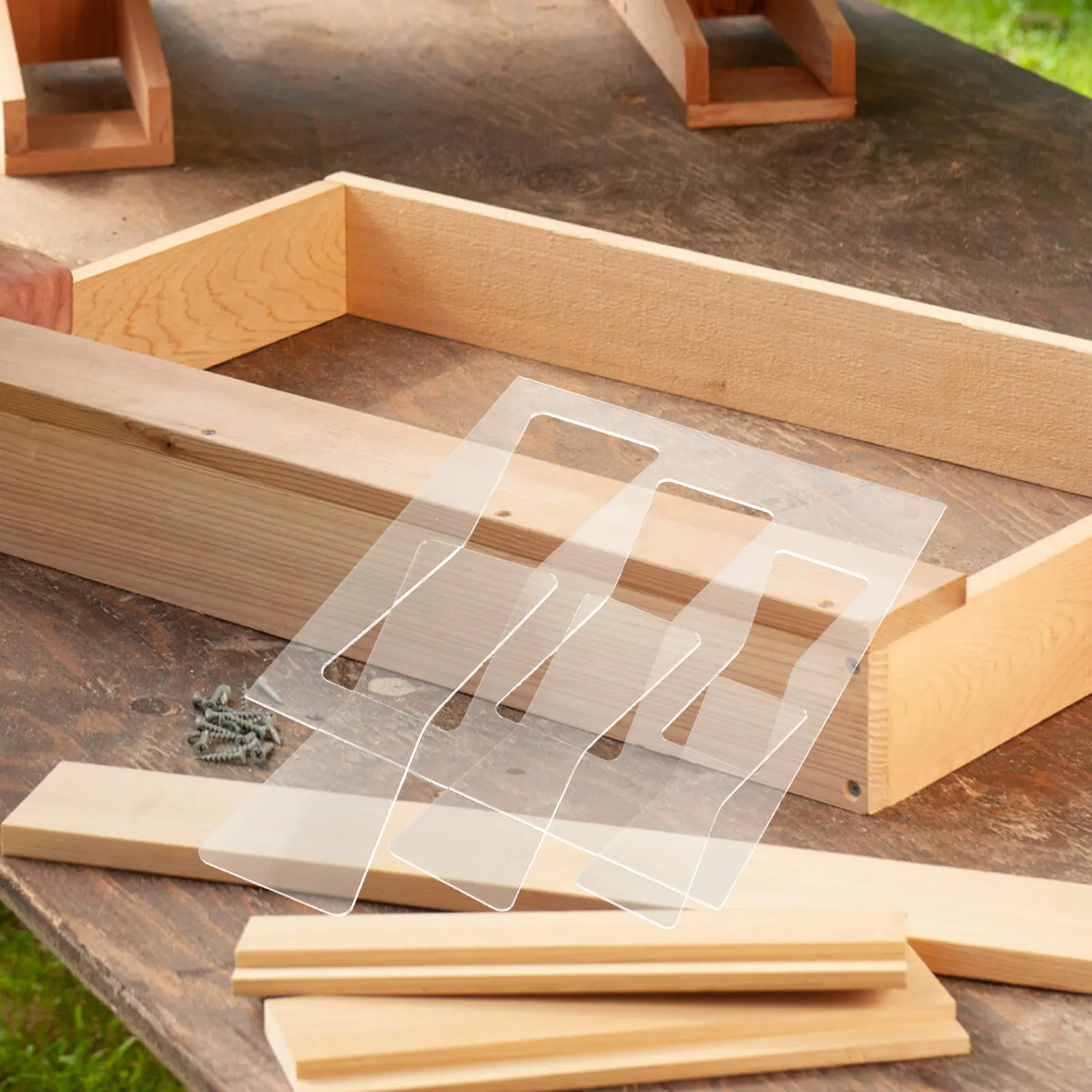 2Pcs Acrylic Woodworking Template Set Clear Butterfly Bow Tie Router Jig Decorative Inlay Stencils Wood Router Letter Templates view 3