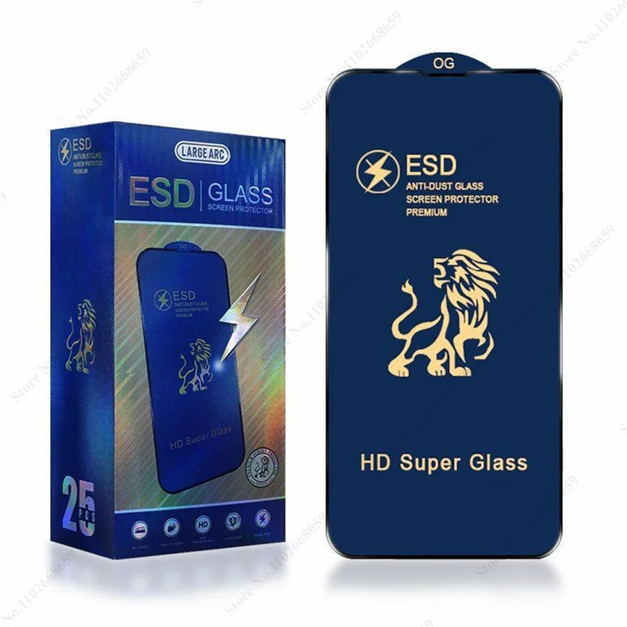 100pcs High Quality ESD Premium Full Screen Cover Anti-dust Anti-static HD Super Tempered Glass For iPhone16 15 14 13 12 ProMax