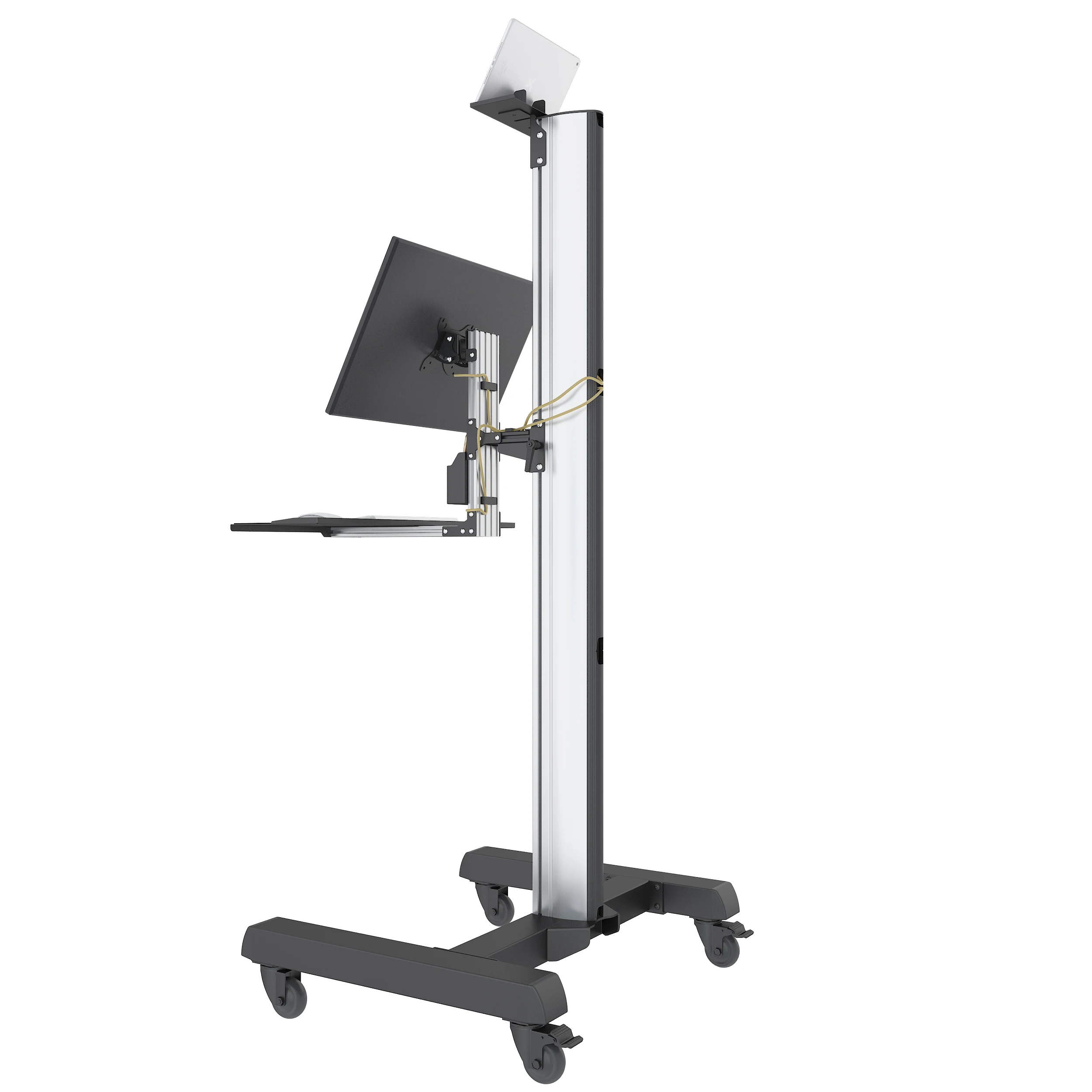 Workplace Tabletop TV Cart with Keyboard Holder & Pad Holder Rotation 360 Degree VESA 75x75 VESA 100x100