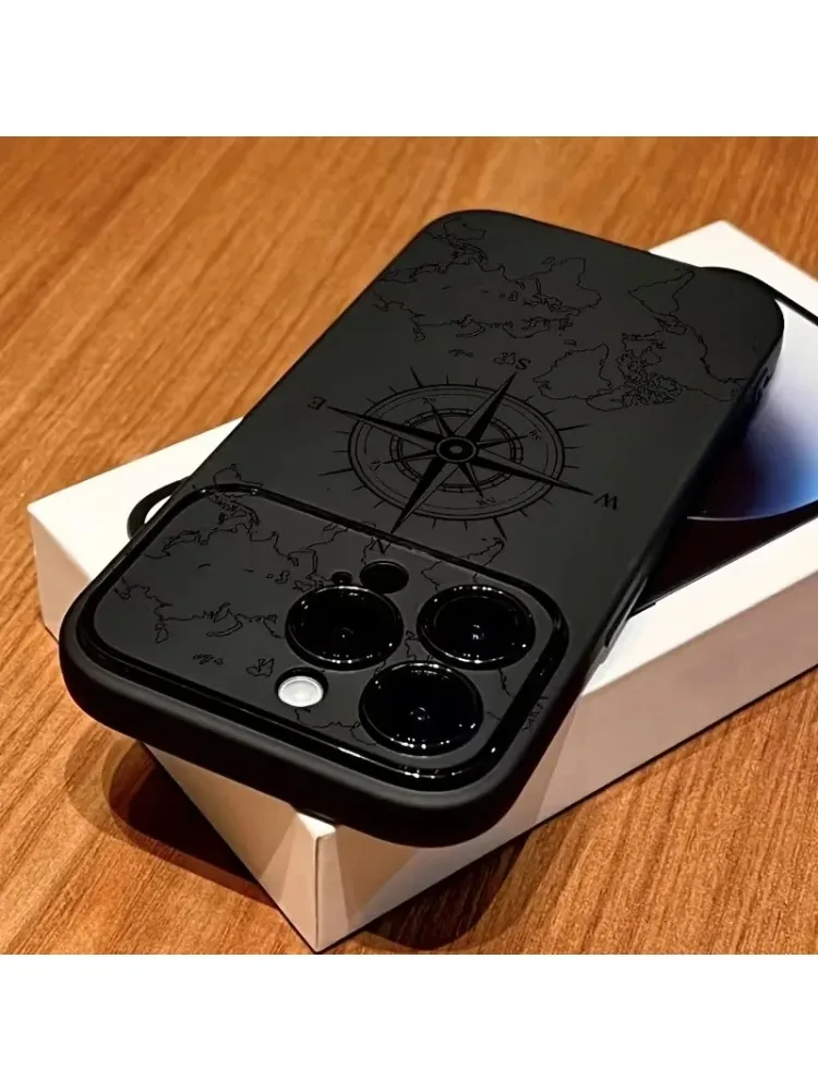 Etui na telefon do iPhone 11, etui na iPhone 15 16 17 18 Pro Max 14 13 12 X XS Plus Air, kreatywny wzór kompasu, odporne na wstrząsy, miękkie etui. — 2