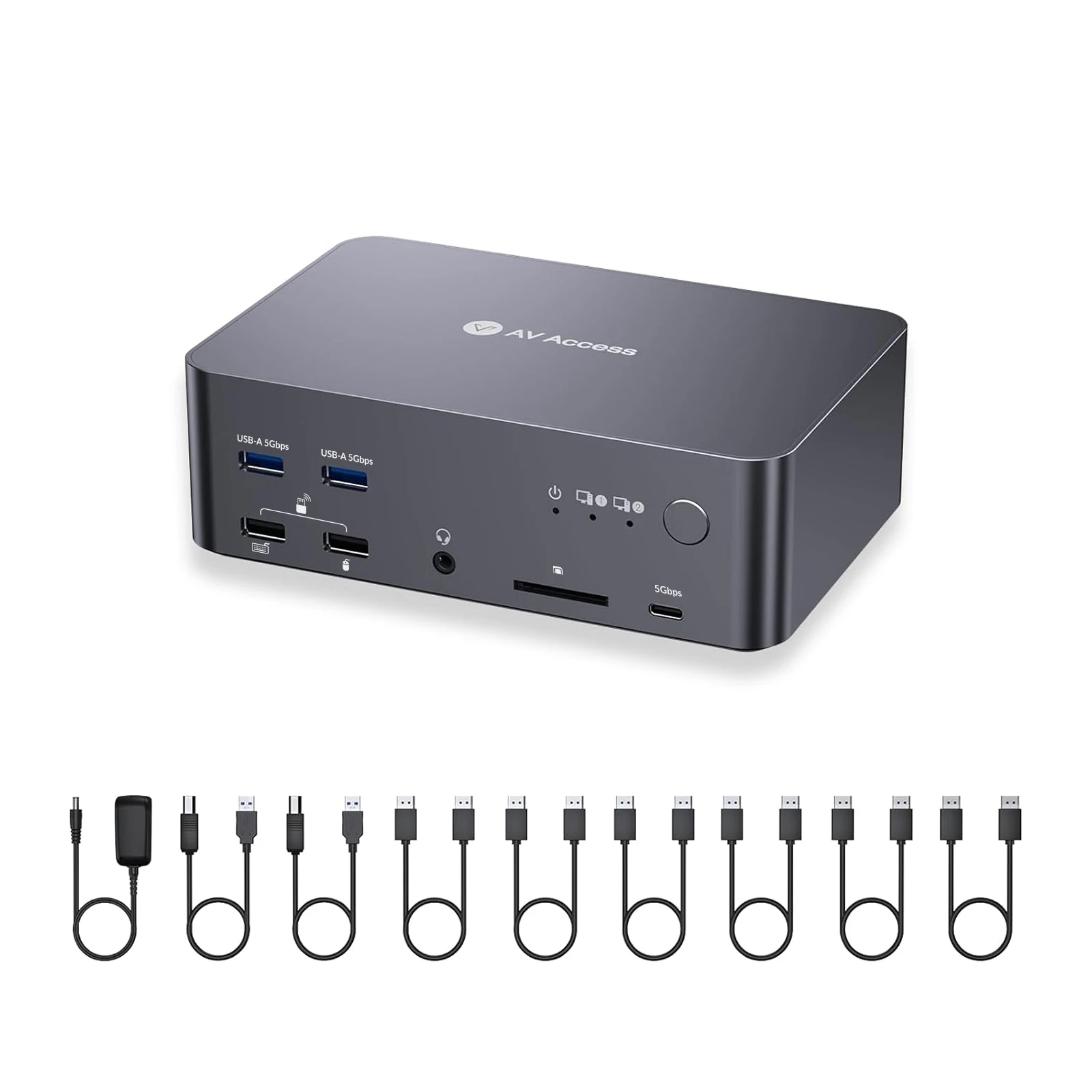 (Desktop Only) AV Access 8K KVM Switch Docking Station for 2 PCs & Triple Monitor, DP/HDMI Output, DisplayPort 2.0 (IDock D23)