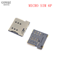 10pcs SIM card slot Micro SIM 6P 6-Pin card Holder adapter connect use for phone self push Type