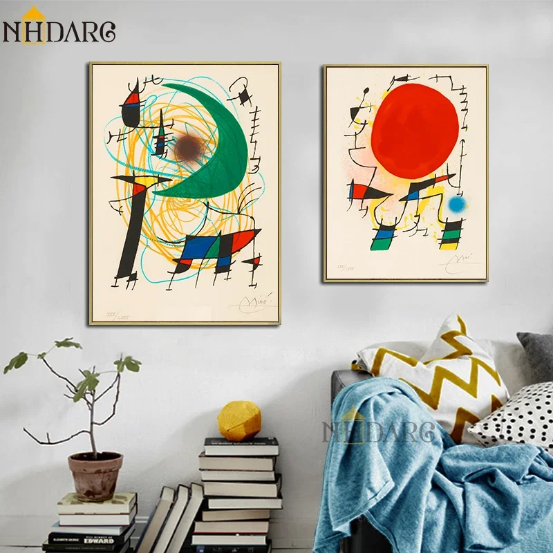Unframe Scandinavian Modern Abstract Wall Art Ger Joan Miro Classic Vintage HD Canvas Poster Prints Home Bedroom Living Room Dec view 3