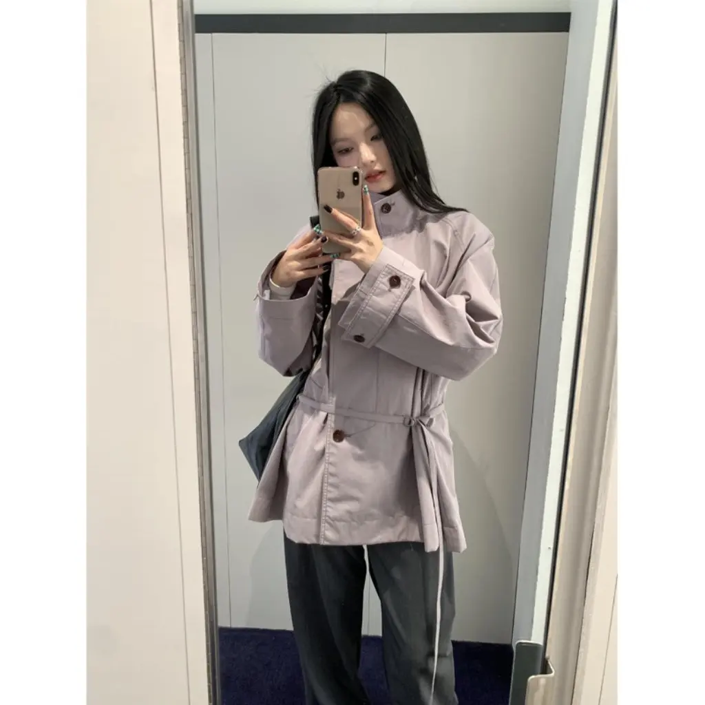 

Women's Vertical Collar Short Coat Casual Style Spring Autumn New Japanese British Influenced Top Wear