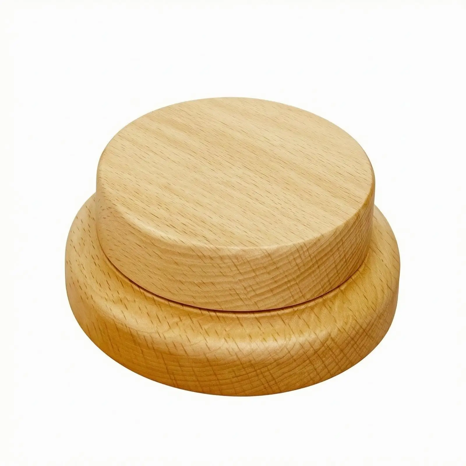 Two-Level Circular Display Riser Space-Saving Wooden Pedestal Stand Compact