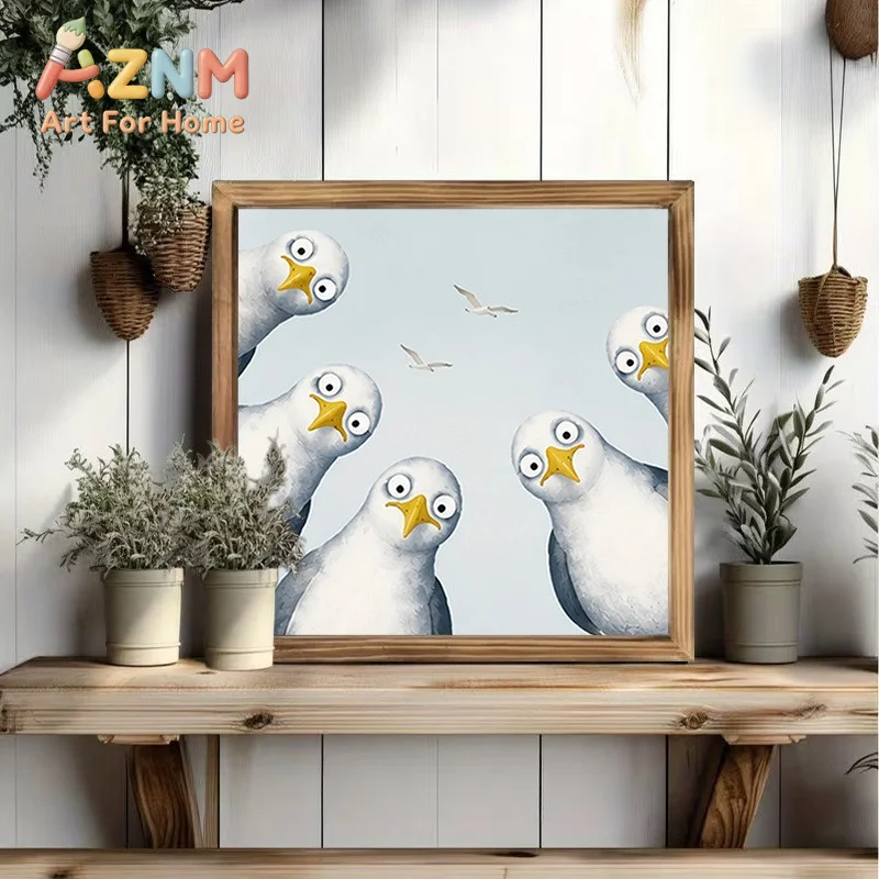 1pc Modern Abstract Seagull Wall Poster - Frameless Neutral Nautical & Coastal Art Poster for Living Room and Bedroom Decoration