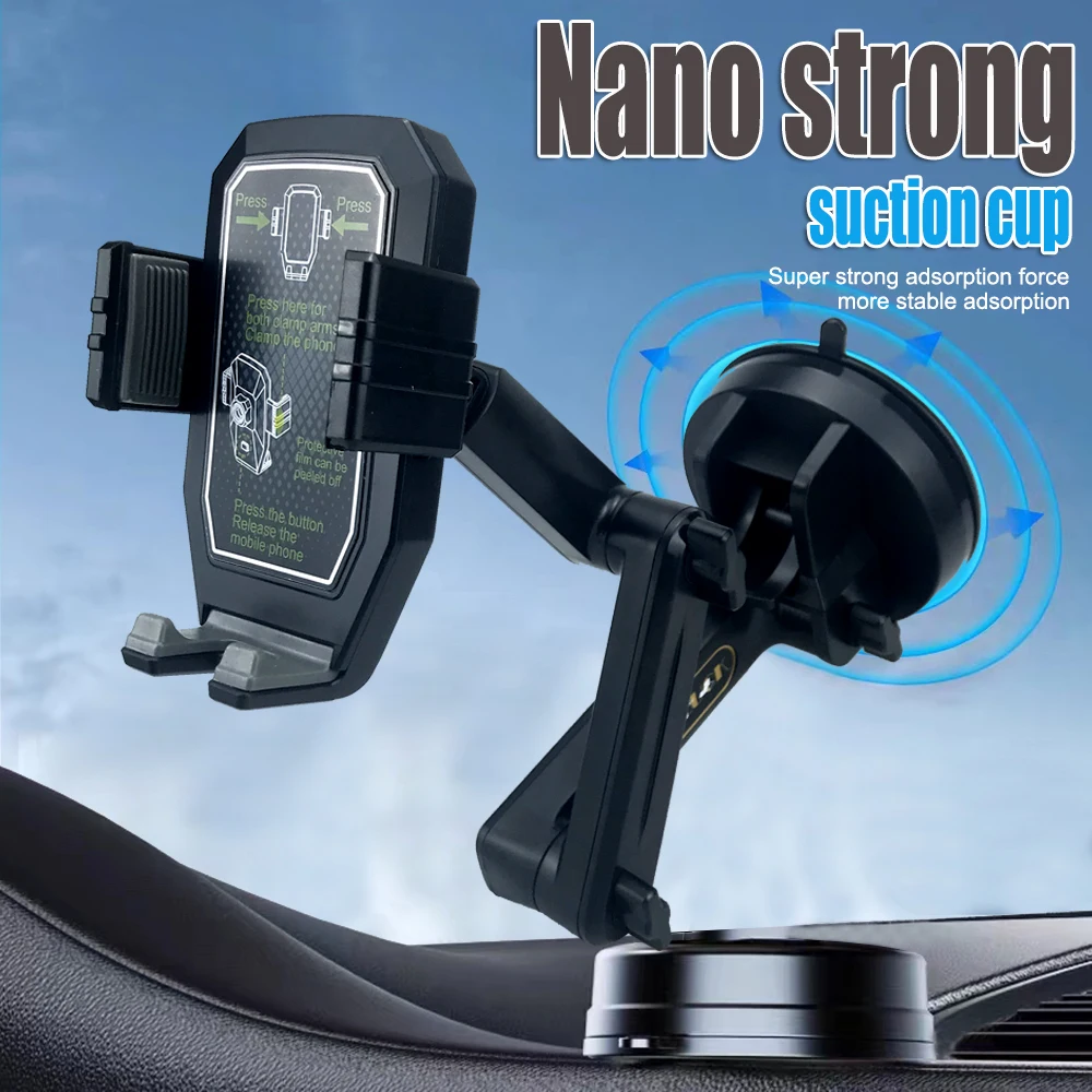 Kfz-Handyhalterung mit langem Arm, 360-Grad-Drehung, starker Saugnapf, Windschutzscheiben- und Armaturenbretthalterung für sichere Platzierung mobiler Geräte