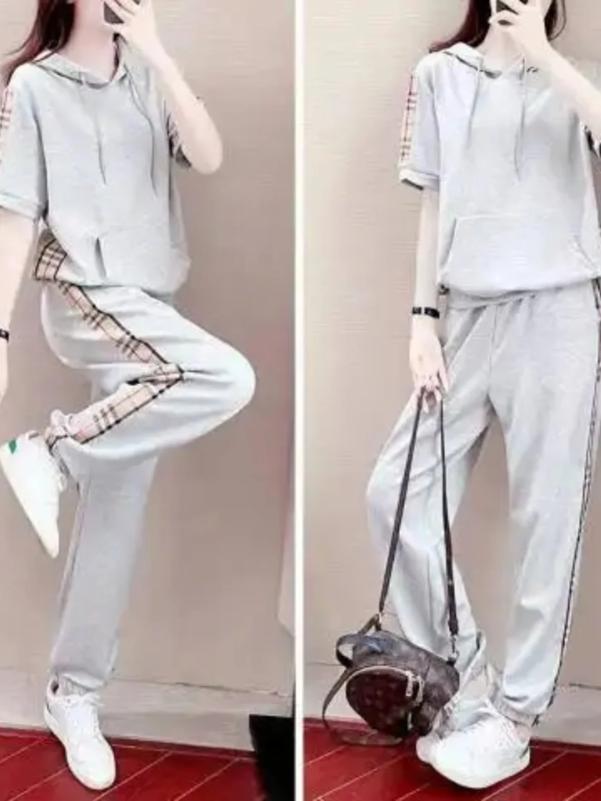 

Новинка 2025, свободная толстовка с капюшоном Faion, спортивный комплект, женский летний молодежный повседневный комплект из двух предметов, длинные брюки из полиэфирного волокна