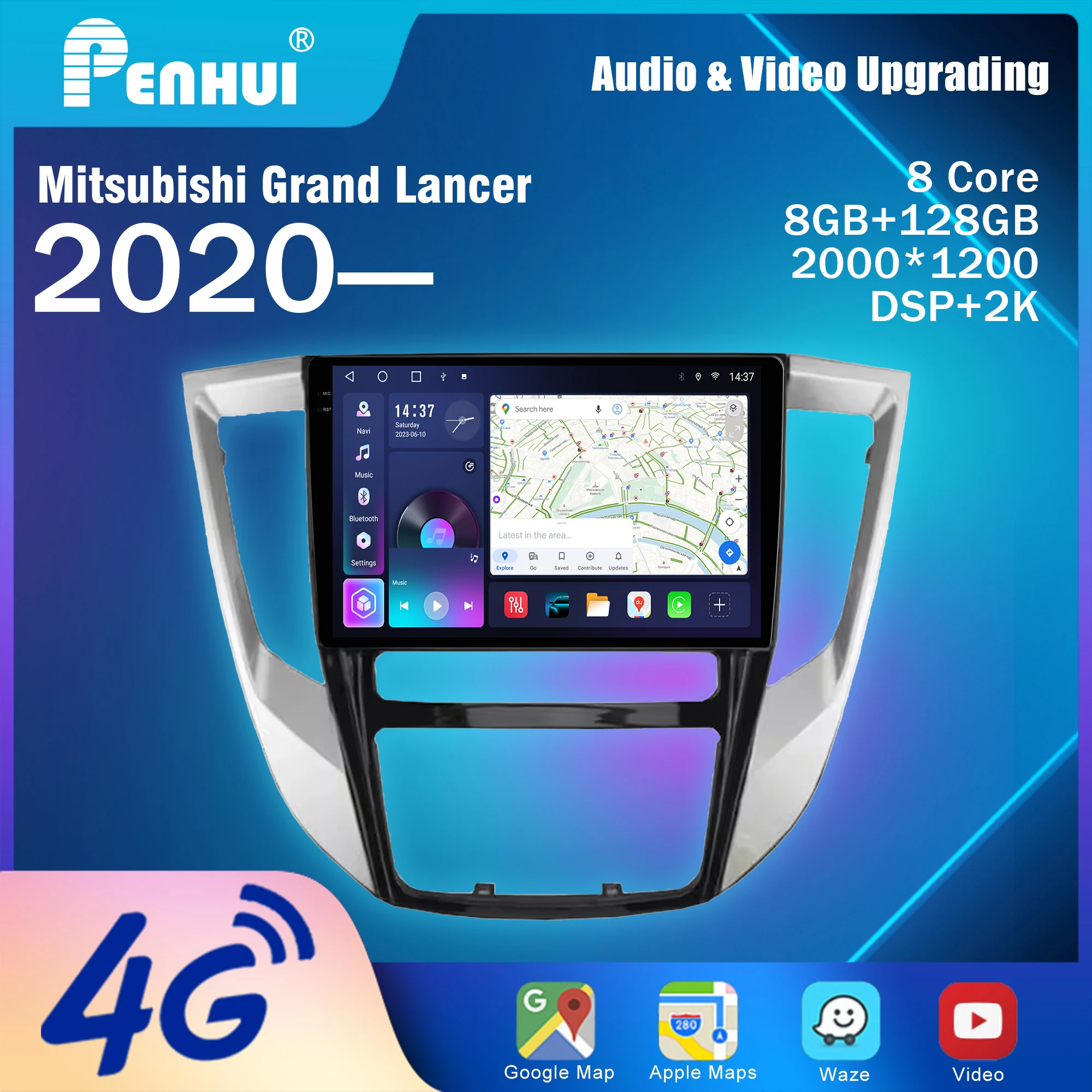Penhui for Mitsubishi Grand Lancer 2020 --- Android Car DVD Multimedia Player Screen Audio Video 2 Din DSP Bluetooth
