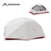 BISINNA-tienda de campaña ultraligera para 2 personas, 20D, 380T, nailon, doble capa, impermeable, para senderismo, viajes, con estera gratis