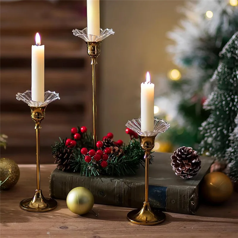 THIVN-12 PCS แก้ว Bobeches สําหรับเชิงเทียน TAPER เทียนสําหรับตาราง Centerpiece งานแต่งงาน