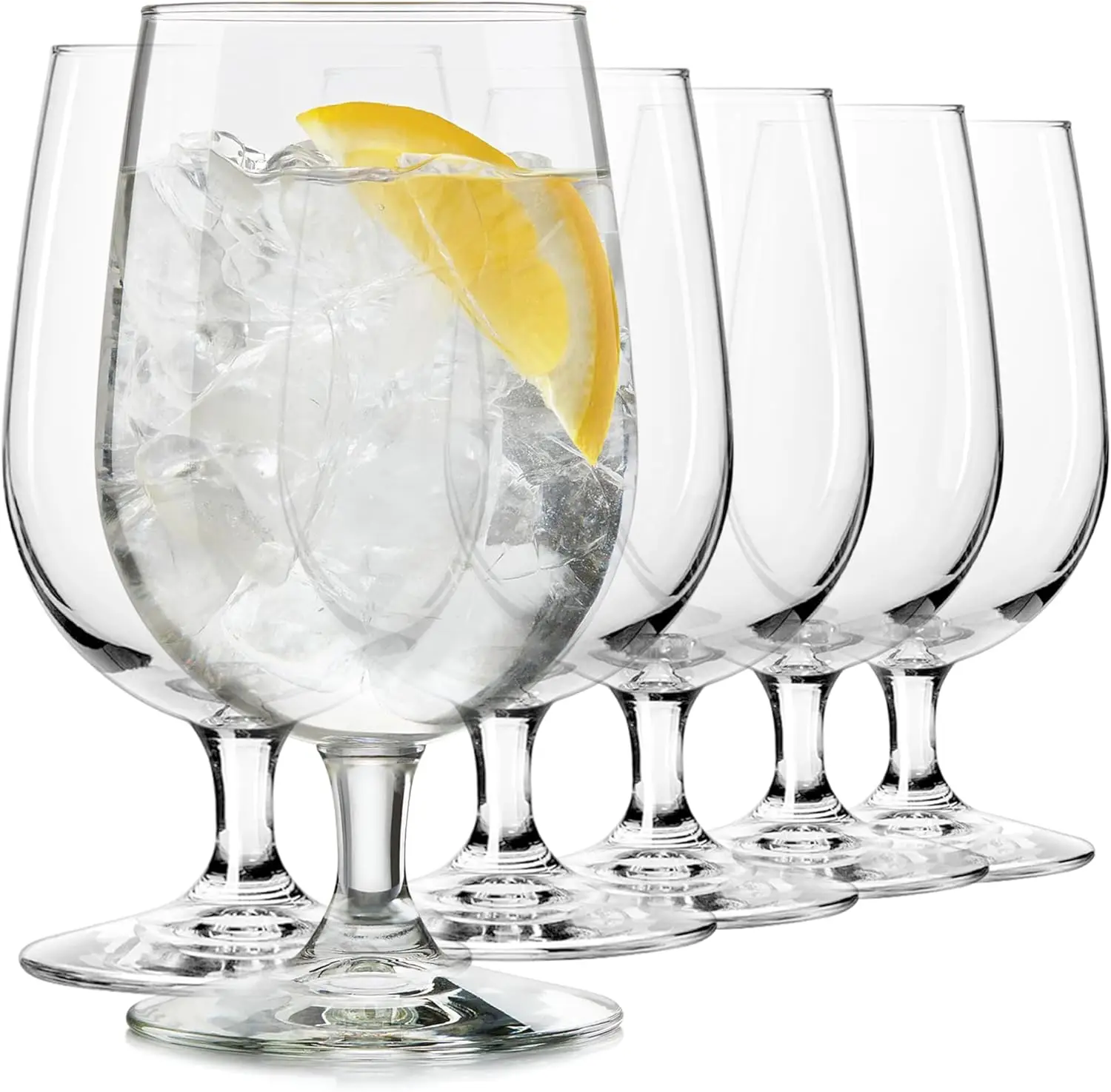 

Entertaining Essentials Stemmed Water Glasses, Clear Multi Purpose Water Goblet Set of 6, Dishwasher Safe 16 oz Goblet Gl