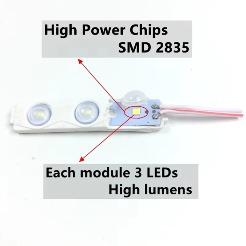 500 개/몫 SMD2835 주입 LED 모듈 3LED 렌즈 160도 슈퍼 밝은 LED 배너 12V 1.5W