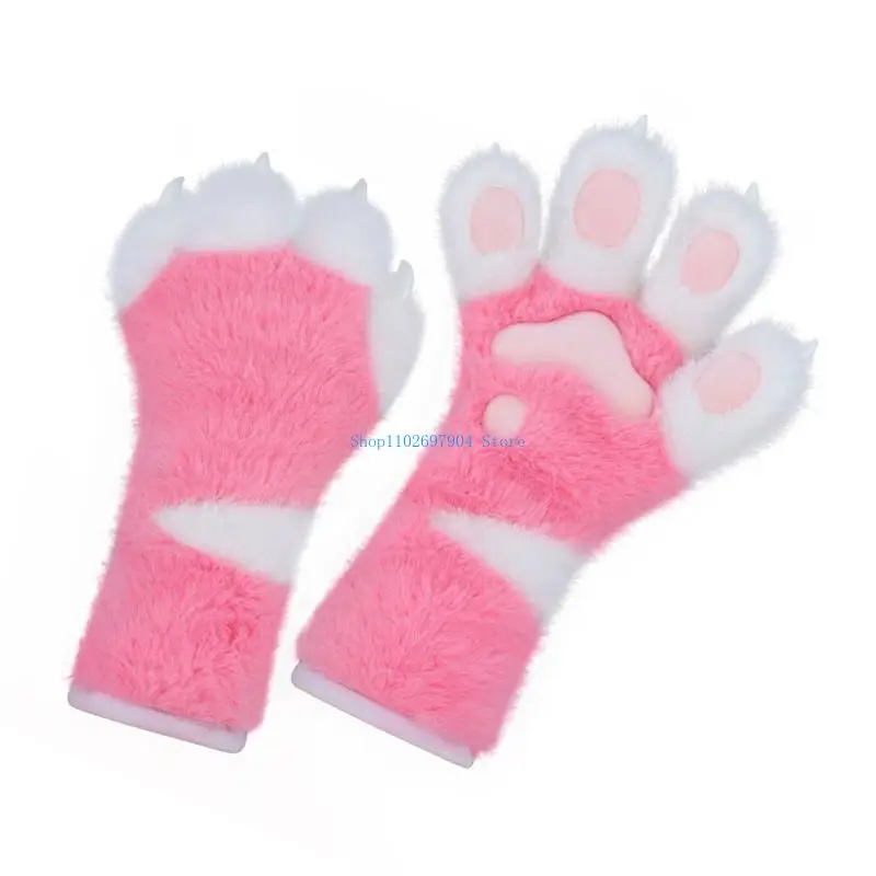 N7YF Foxes Wolf Claw Glove Pluszowe futrzane koty Rękawiczki z pazurami Fursuit Animal Paws Mittens