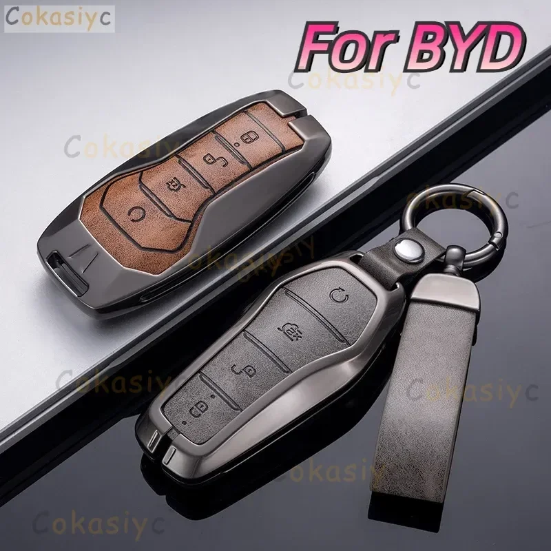 

For BYD Qin Plusdmi Atto 3 Han EV Dolphin New Metal Leather lightweight Car Key Case Remote Control Protect Cover Bag Keyless