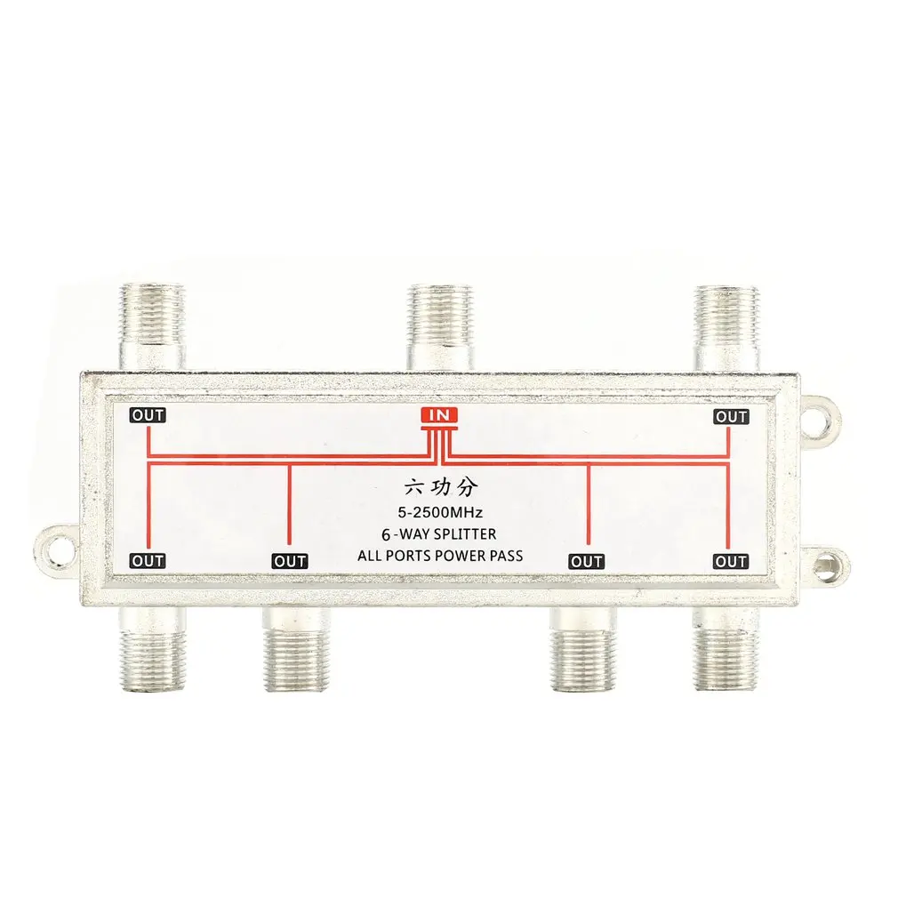 

Hot 6 Way Satellite Antenna Cable TV Signal Splitter Distributor For SATV/CATV 5-2400MHz Satellite Receiver For SATV/CATV