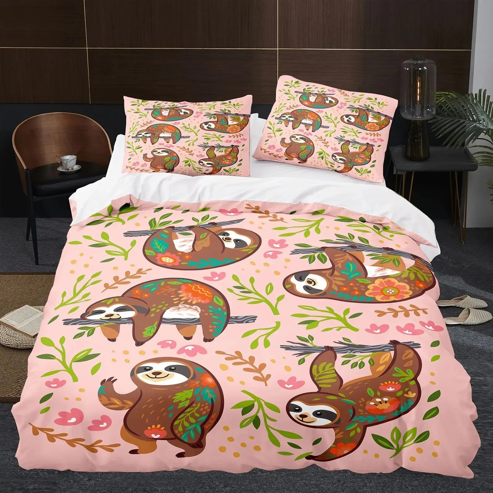 

Cartoon Sloth Duvet Cover King Queen Funny Animal Bedding Set for Kids Wildlife Polyester Quilt Cover Children Birthday