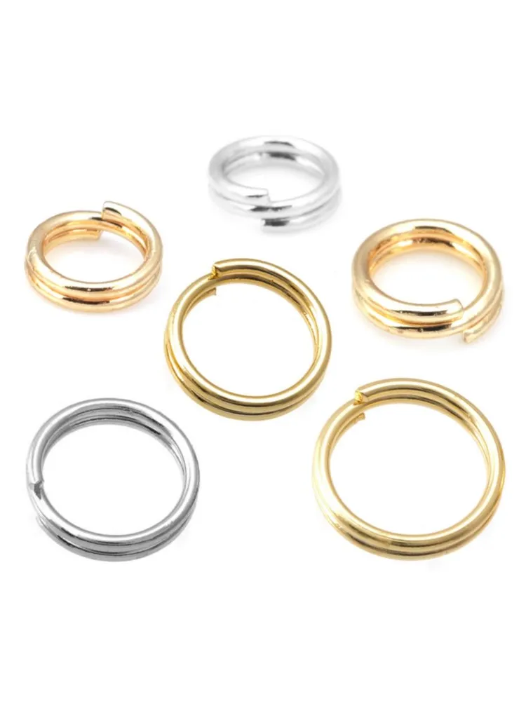 18K Gold Farbe Messing Doppel Biegeringe Split Ringe Hohe Qualität Diy Halskette Ohrringe Charms Schmuck Machen Zubehör