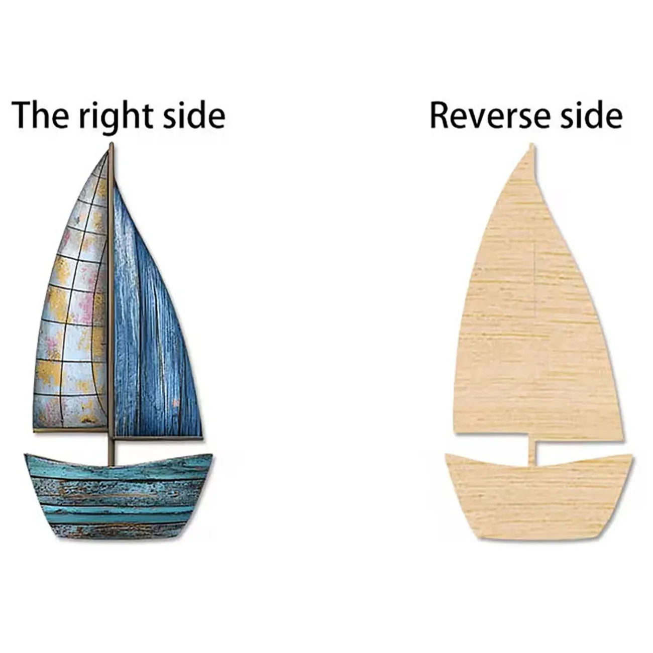 3Pcs Rustic Sailboat Wooden Wall Decor with Nano Tape, Coastal Nautical Wall Art - view 3