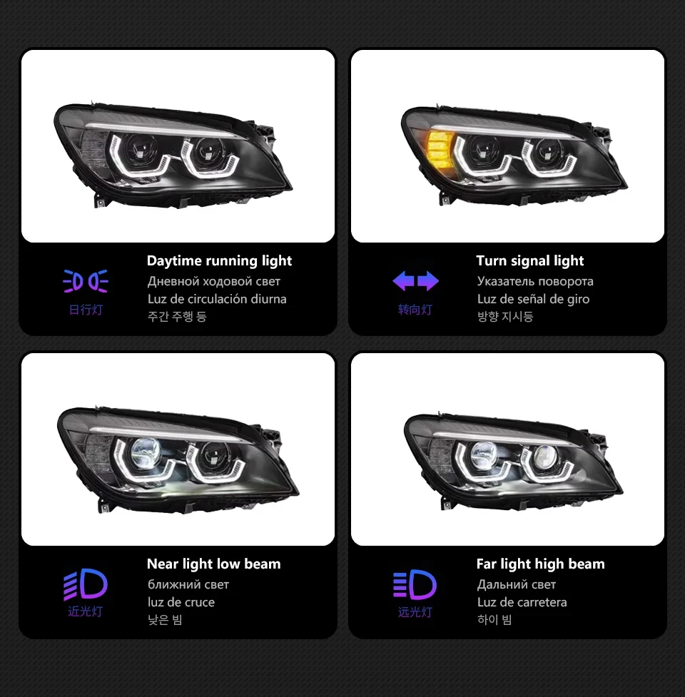 อะไหล่รถยนต์สำหรับ BMW ไฟหน้า F02 F01 2009-2014ไฟ LED กลางวันแองเจิลอายโปรเจคเตอร์คู่ตกแต่งรถยนต์