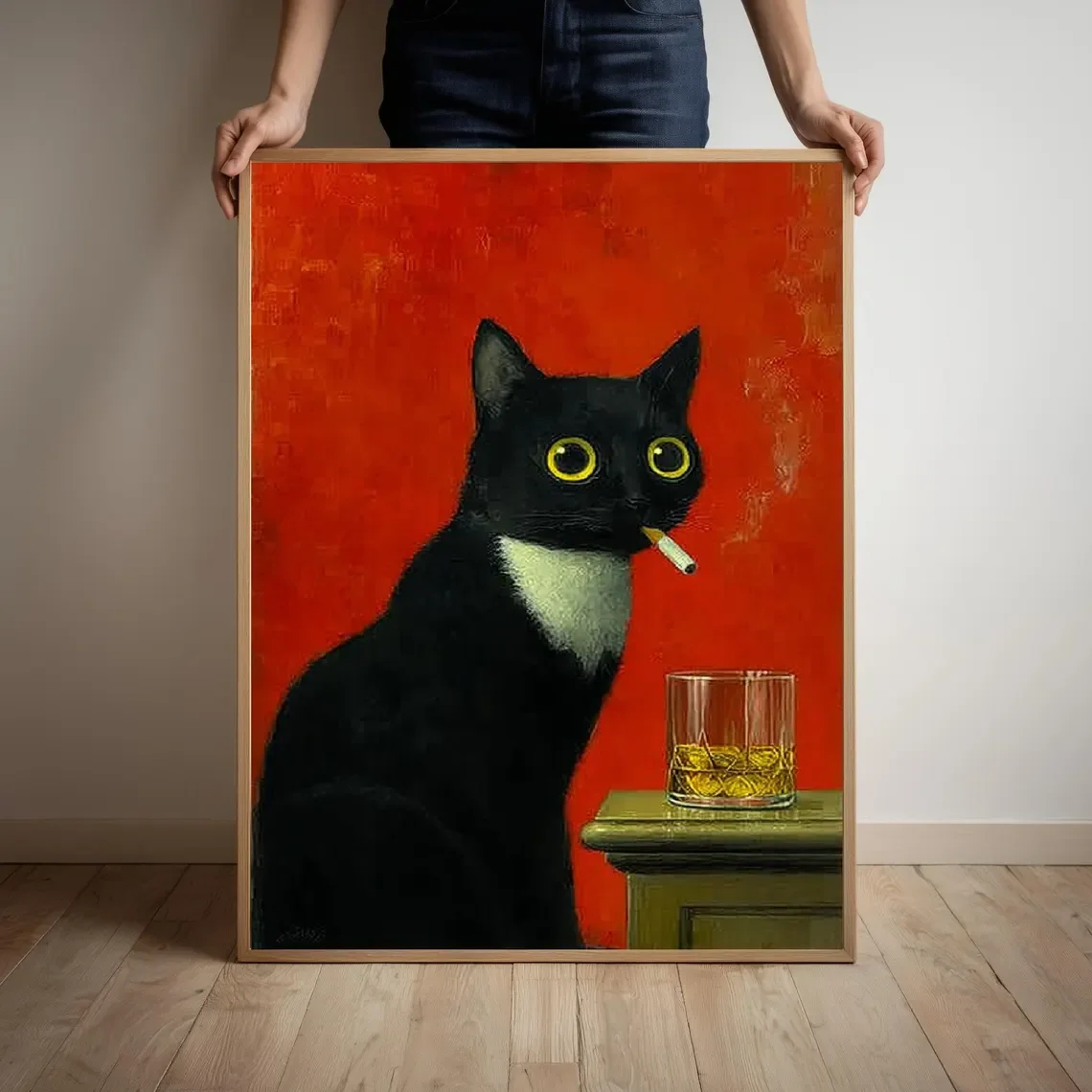 cat smoking cigarette painting The 1970'sEven Grandma's was a smoker and a drinker. #cat #painting # painter #artist #oil #oilpainting #kitty #smoking #cigarette #artistsoninstagram #cats #catsofinstagram #cats_of_world #catstagram #cute #whisky #whiskey #1970s #70s Smoking Cat Poster - Black