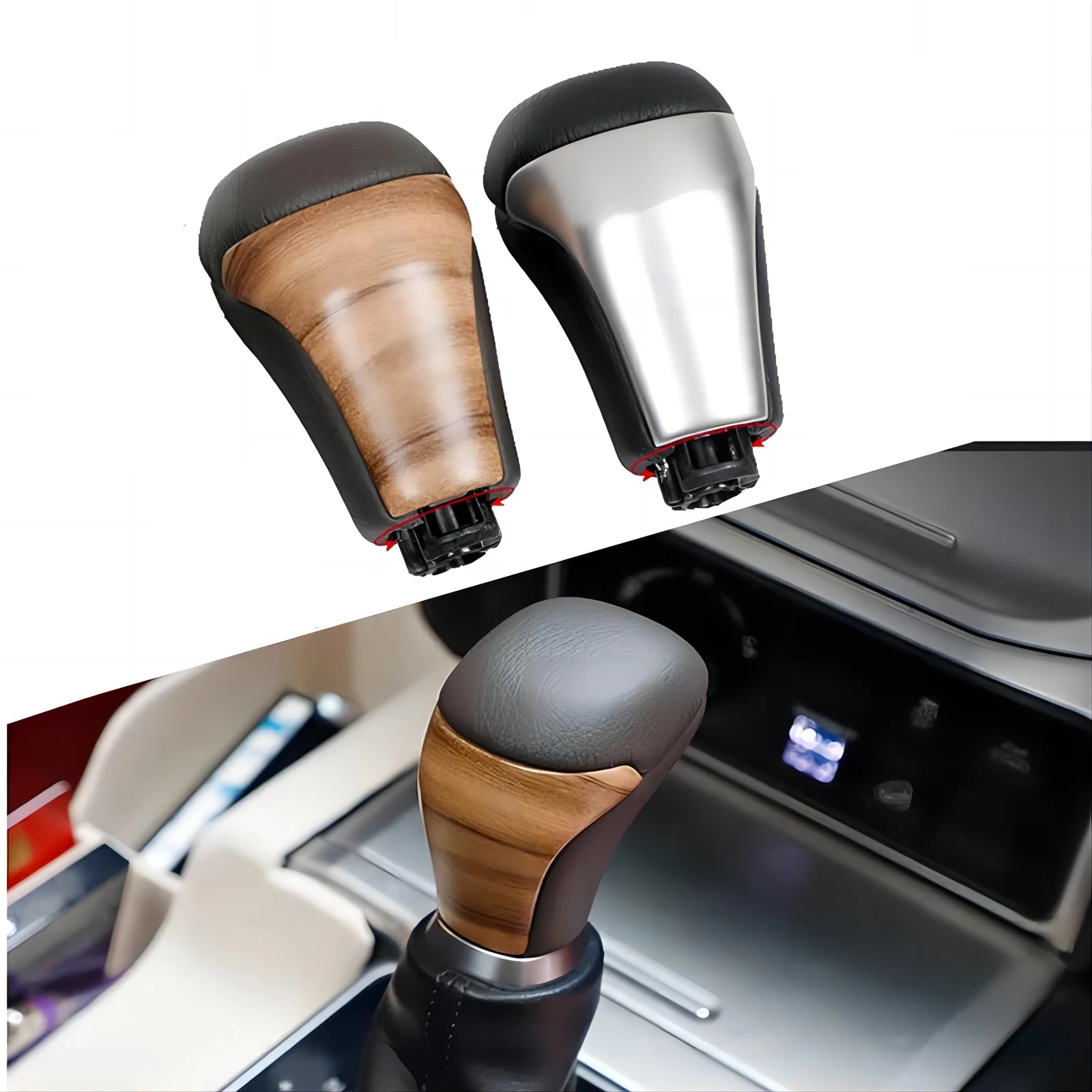 For Toyota Land Cruiser Prado 150 2018 2019 2020 Automatic Gear Shift Knob Head Ball DSG Leather Wooden Gear Shift Knob Replace