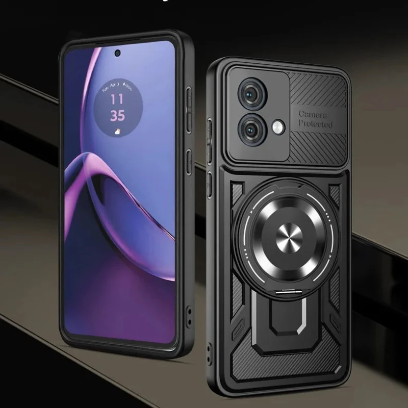 

For MOTO G34/G54/G84 - Skin - feel 360° Rotating Stand Magnetic Anti - drop Phone Cover with Camera Lens Protection