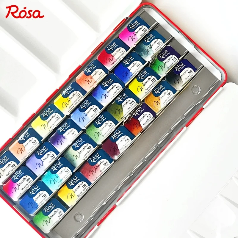 ROSA 28 Color Floral Solid Wat - Watercolor Paint Set Solid Pigment ulasan dan harga