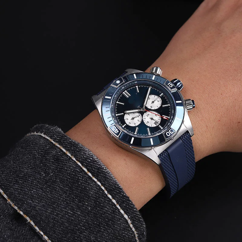 High Quality Rubber Watch Strap For Breitling NAVITIMER AVENGER 22mm Soft Black Green Blue Silica Gel Watchband