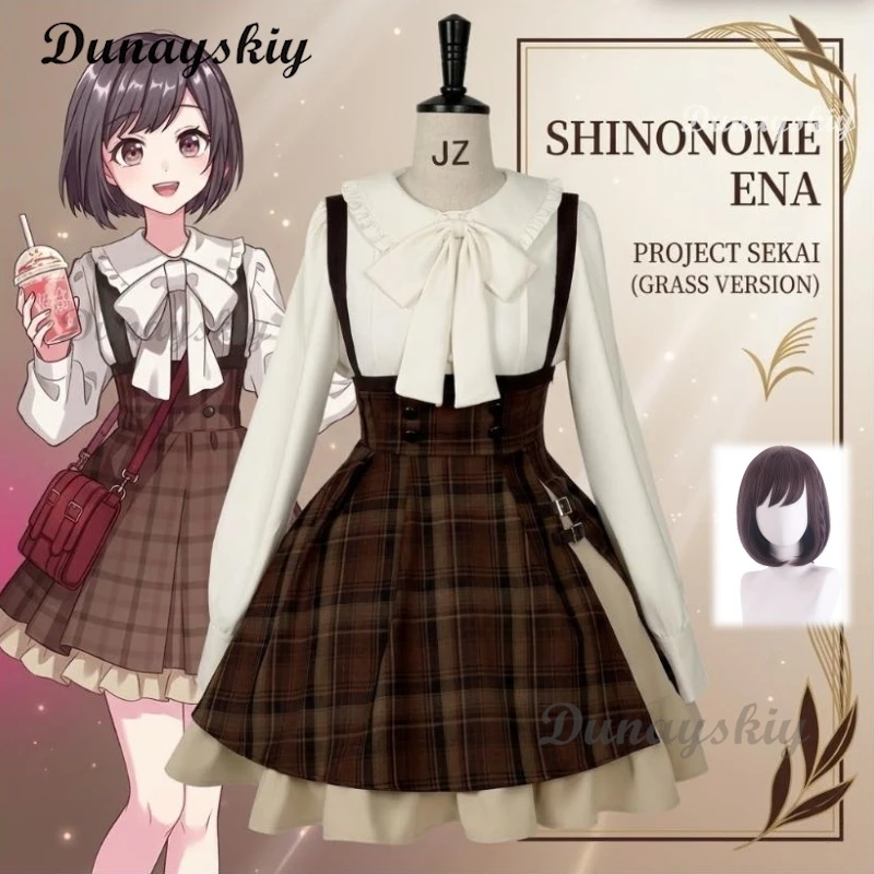 

Shinonome Ena Cosplay Costume Jirai Kei Style Project Sekai Top Skirt Wig Set for Women Halloween Party Anime Outfit